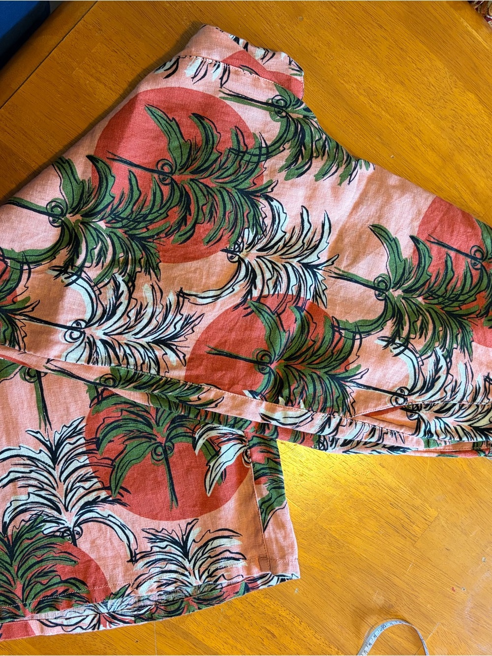 Tropical Palm Print Pink capri length pants
